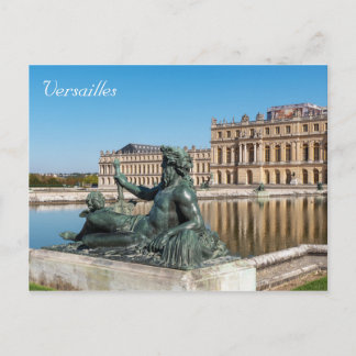 Statue Le Rhone in the garden of Versailles castle Postcard