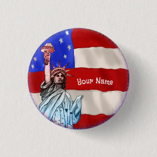 Statue Liberty 3 Cm Round Badge