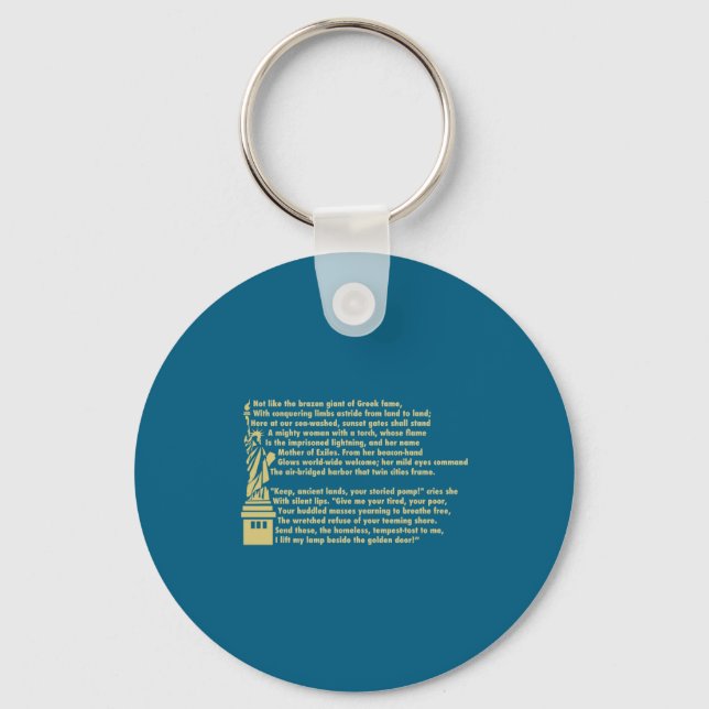 Statue Liberty New Colossus Patriotic Key Ring (Front)
