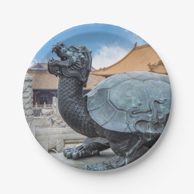 Statue of a turtle in the Forbidden City - Beijing Paper Plate (Front)