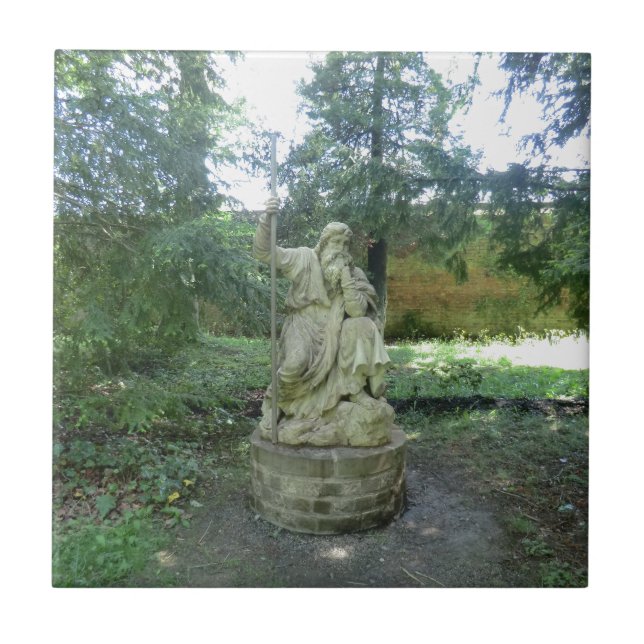 Statue of a Welsh Druid at Erddig Hall Tile (Front)