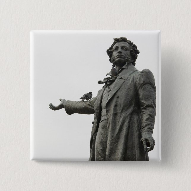Statue of Alexander Pushkin, Saint Petersburg 15 Cm Square Badge (Front)