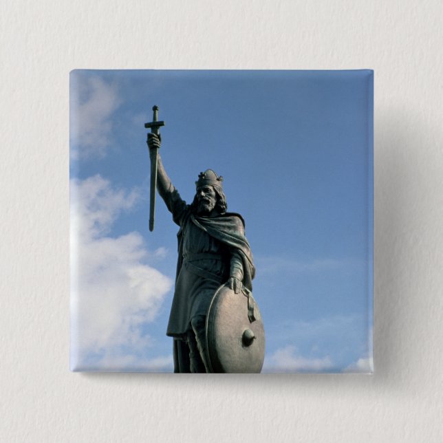 Statue of Alfred the Great 15 Cm Square Badge (Front)
