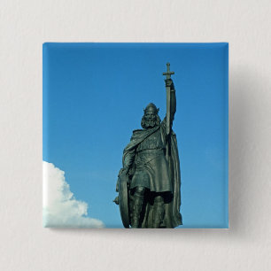 Statue of Alfred the Great 15 Cm Square Badge