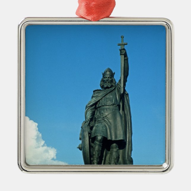 Statue of Alfred the Great Metal Tree Decoration (Front)