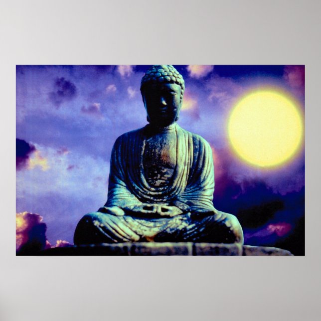 Statue of Buddha with sun Poster (Front)