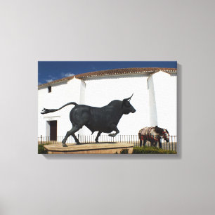 Statue of bull and Spanish horse Canvas Print