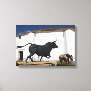 Statue of bull and Spanish horse Canvas Print