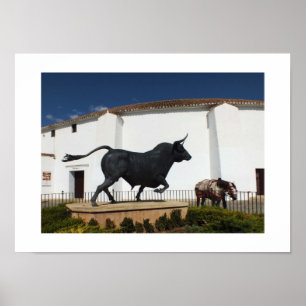 Statue of bull and Spanish horse Poster