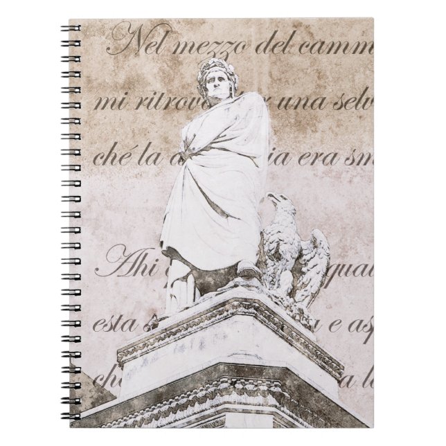 Statue of dante Allighieri with the Divine Comedy Spiral Notebook (Front)