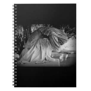 Statue of Grief in black and white Spiral Notebook