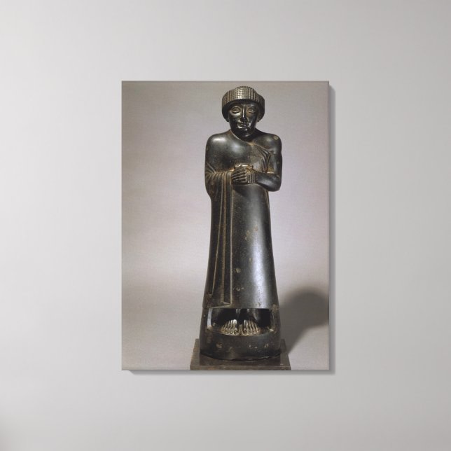 Statue of Gudea, Prince of Lagash, Neo-Sumerian, f Canvas Print (Front)