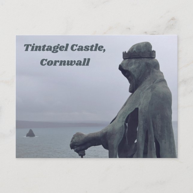 Statue of King Arthur at Tintagel Castle Postcard (Front)