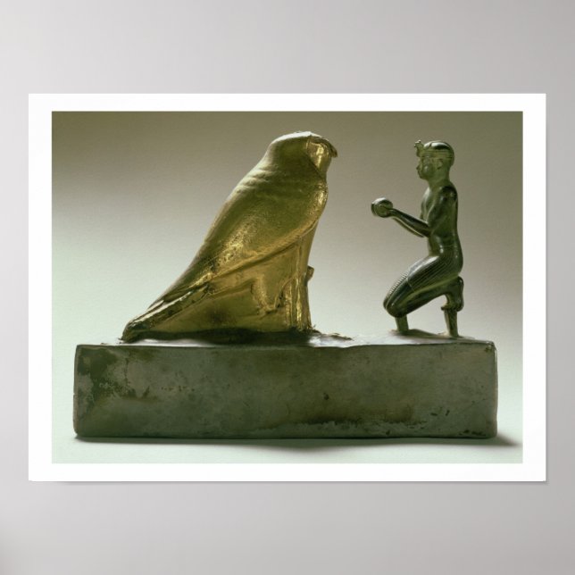 Statue of King Taharqa worshipping the falcon-god Poster (Front)