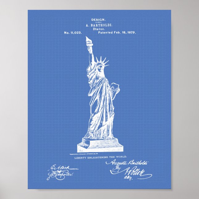 Statue of Liberty 1879 Patent Art - Blueprint Poster (Front)