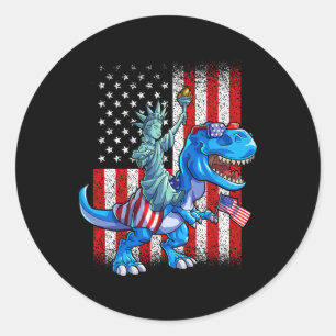 Statue Of Liberty 4th Of July Shirt Boys American Classic Round Sticker