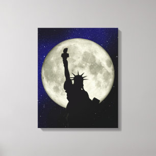 Statue of Liberty against the Moon Canvas Print