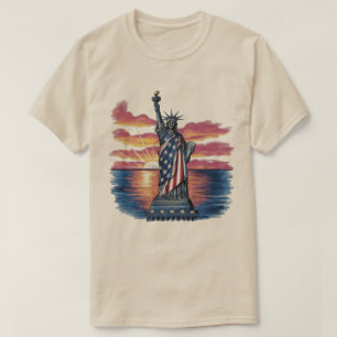 Statue of Liberty American Flag  T-Shirt