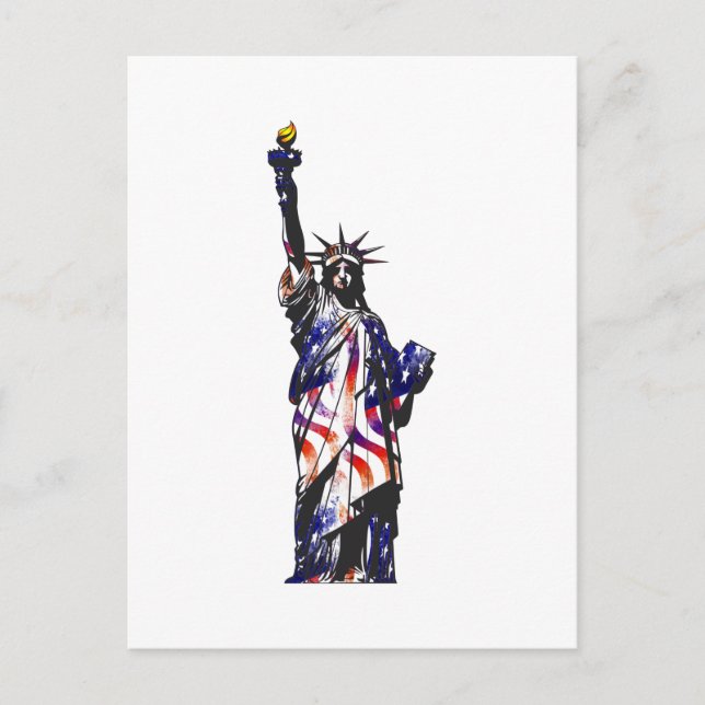 Statue Of Liberty American USA National Flag Indep Postcard (Front)