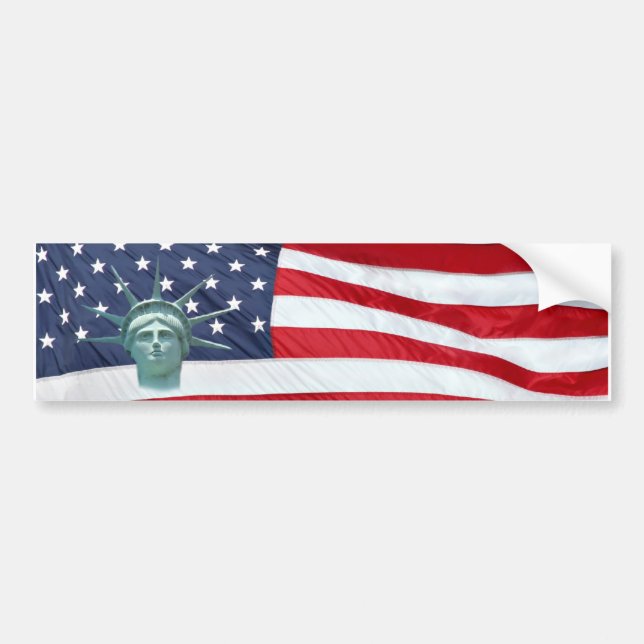 Statue of Liberty and American Flag Bumper Sticker (Front)