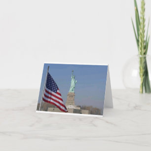 Statue of Liberty and American Flag Patriotic NYC Thank You Card