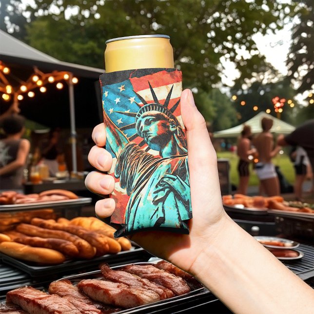 Statue of Liberty and American Flag Seltzer Can Cooler (Creator Uploaded)