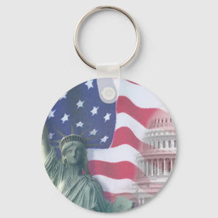 statue of liberty and flag key ring