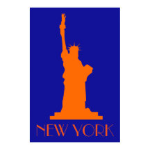 Statue Of Liberty and New York In Orange and Blue