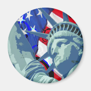 Statue of Liberty and Patriotic American Flag Magnet
