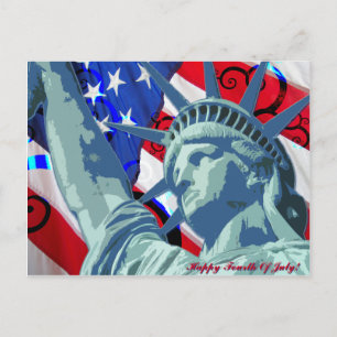 Statue of Liberty and Patriotic American Flag Postcard