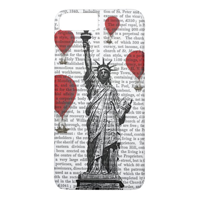 Statue Of Liberty and Red Hot Air Balloons Case-Mate iPhone Case (Back)