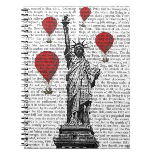Statue Of Liberty and Red Hot Air Balloons Spiral Notebook
