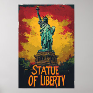 Statue of Liberty Art Vintage Illustration Travel Poster