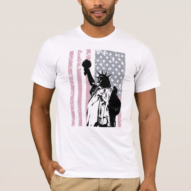 Statue Of Liberty Background T-Shirt (Front)