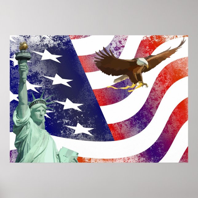 Statue of Liberty-bald eagle Poster (Front)