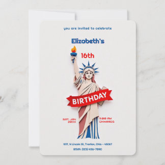 Statue of Liberty Birthday Celebration  Invitation