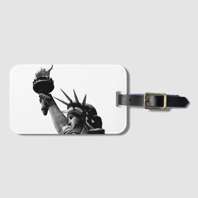 Statue of Liberty Black & White Luggage Tag (Front Horizontal)