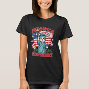 Statue of Liberty Cat Meowica Independence Day 4th T-Shirt