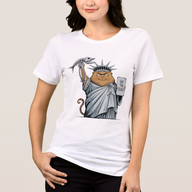 Statue of Liberty Cat Parody Tri-Blend Shirt (Front)
