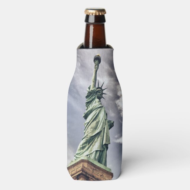 Statue of Liberty custom monogram bottle cooler (Bottle Front)