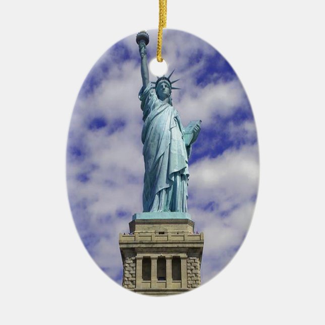 Statue of Liberty, Ellis Island, New York Ceramic Tree Decoration (Front)