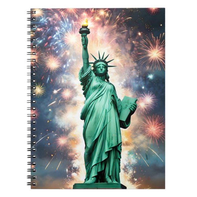 Statue Of Liberty Fireworks Independence Day, Boys Notebook (Front)