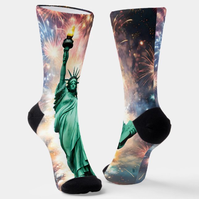 Statue Of Liberty Fireworks Independence Day, Boys Socks (Angled)