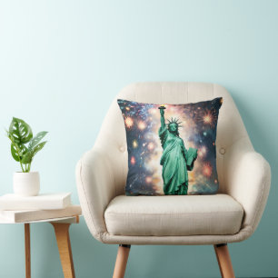Statue Of Liberty Fireworks Independence Day, Cushion