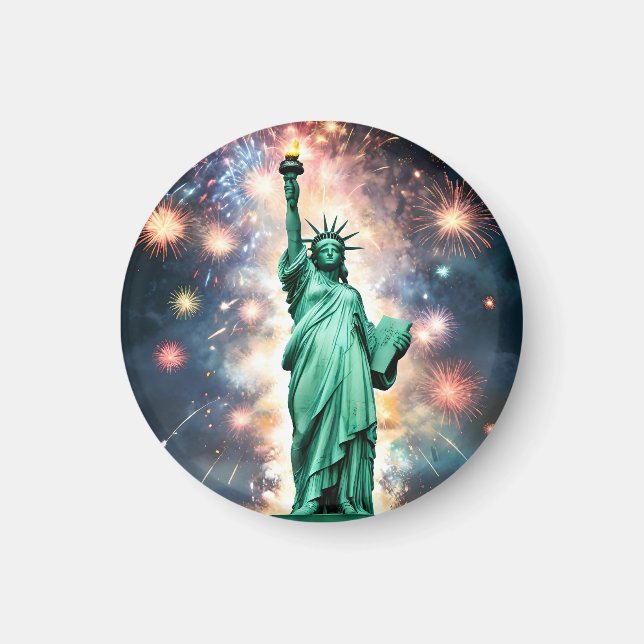 Statue Of Liberty Fireworks Independence Day, Magnet (Front)