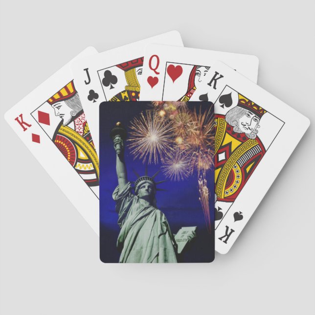 Statue Of Liberty Fireworks Playing Cards (Back)