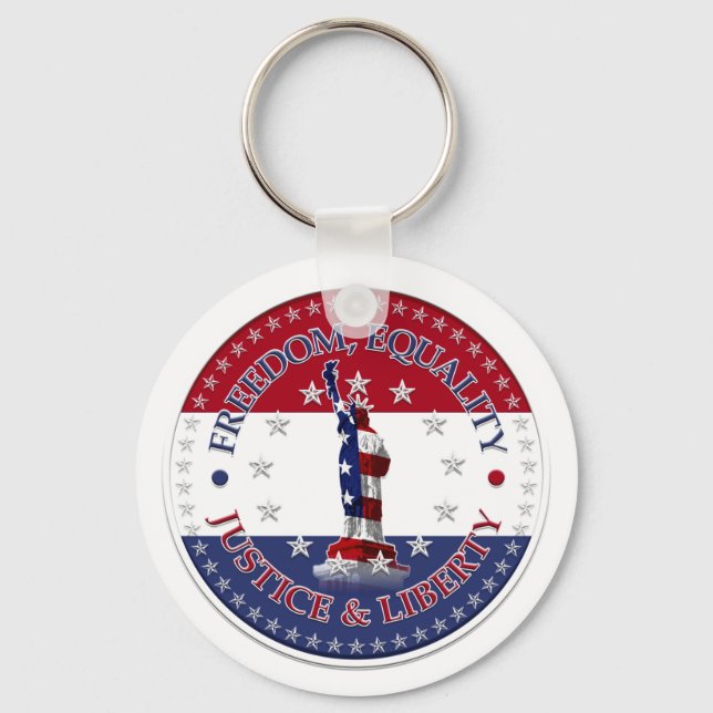 Statue of Liberty FREEDOM,EQUALITY,JUSTICE,LIBERTY Key Ring (Front)