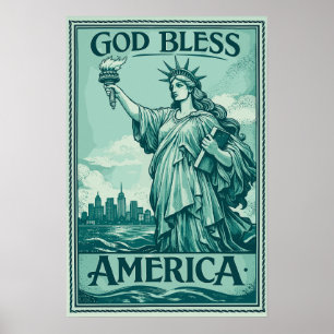 Statue of Liberty - God Bless America Poster