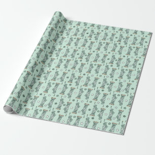 Statue of Liberty - Green Stars Wrapping Paper