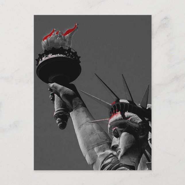 Statue of Liberty Grey Red Pop Art Post Card (Front)